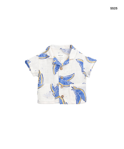 Camicia bianca con stampa all over per neonato