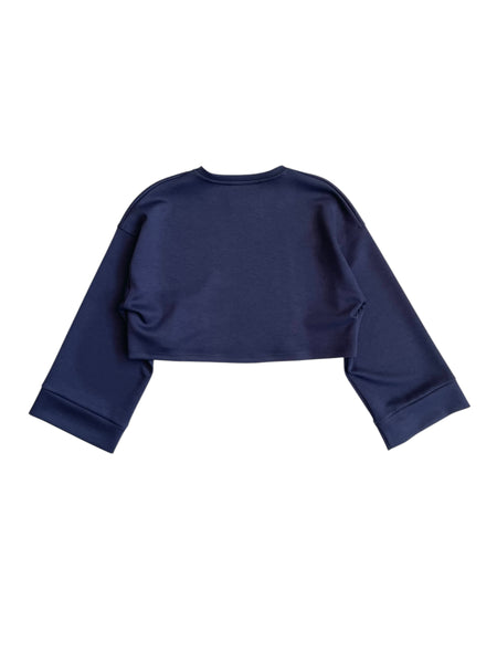 Felpa cropped blu per bambina