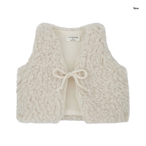 Gilet in eco pelliccia panna per neonata