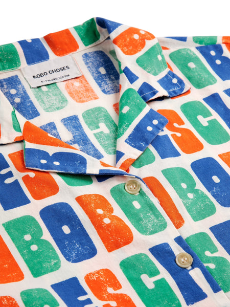 Camicia multicolor con logo all over per neonati e bambini