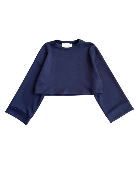 Felpa cropped blu per bambina