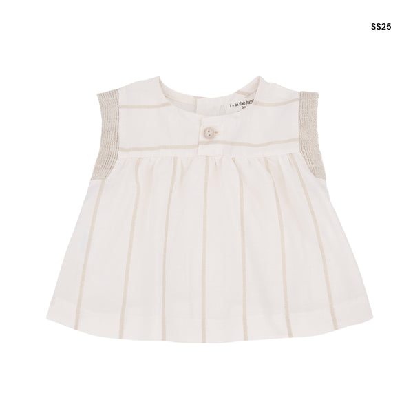 Blusa panna con righe lurex oro per neonata