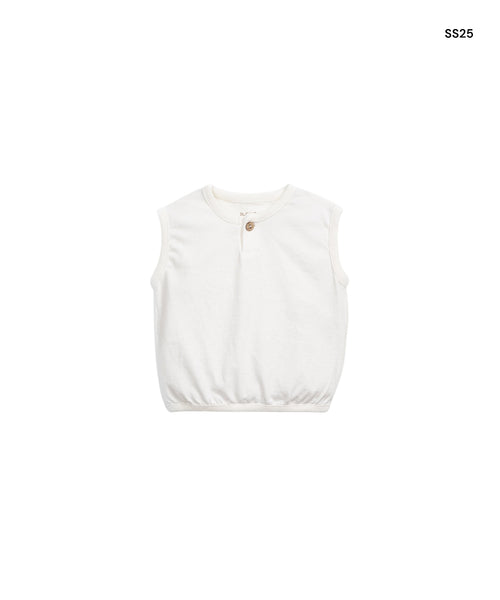 T-shirt serafino bianca smanicata per neonato