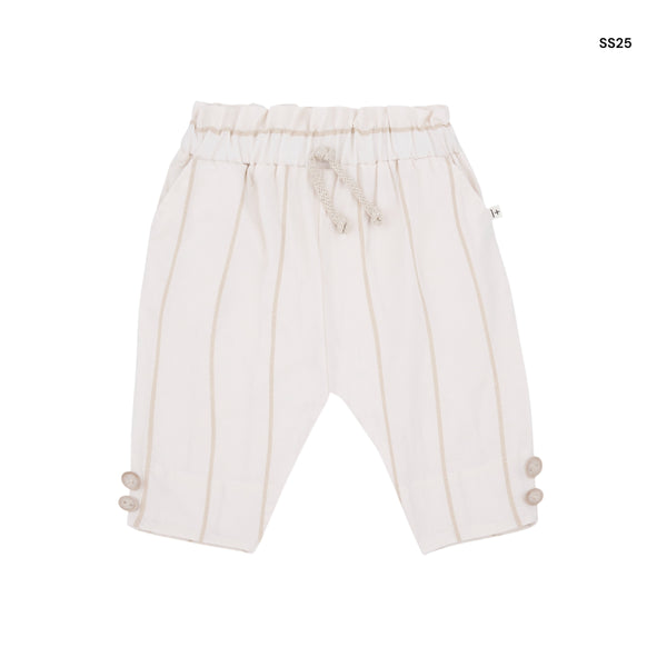 Pantalone panna a righe lurex oro per neonata