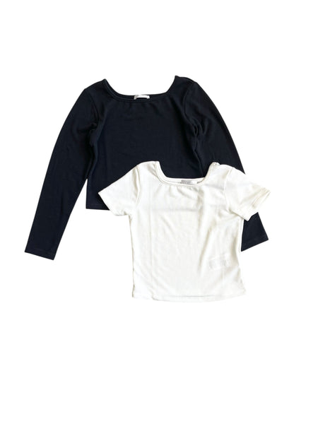 Set 2 maglie bianca e nera per bambina