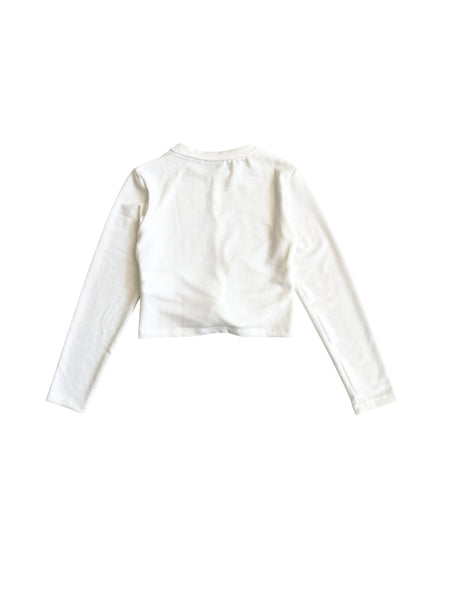 Maglia cropped latte per bambina