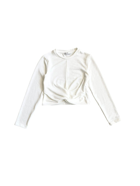 Maglia cropped latte per bambina