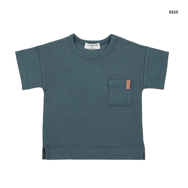 T-shirt a costine petrolio per neonato