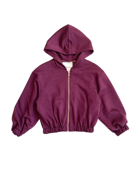 Felpa aperta bordeaux per bambina