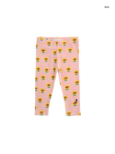 Leggings rosa con stampa girasoli all over per neonata
