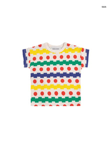 T-shirt con stampa multicolor all over per neonati
