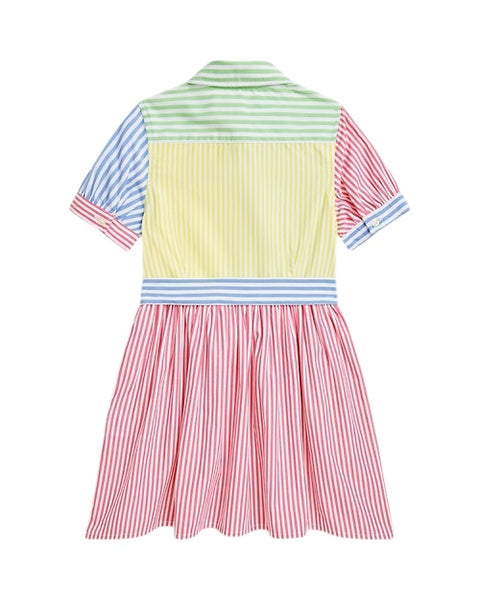 Abito chemisier a righe multicolor per neonata e bambina