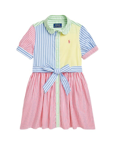 Abito chemisier a righe multicolor per neonata e bambina