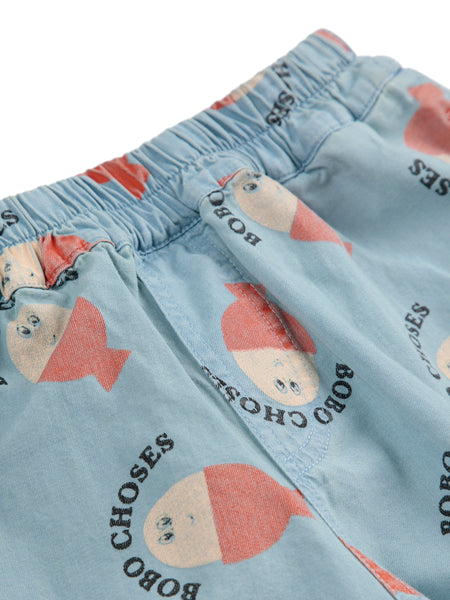 Short azzurro con stampa all over per neonati e bambini