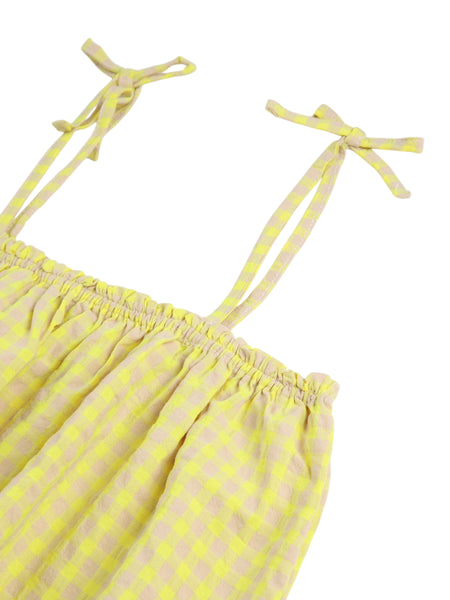 Top vichy giallo e beige per neonata e bambina