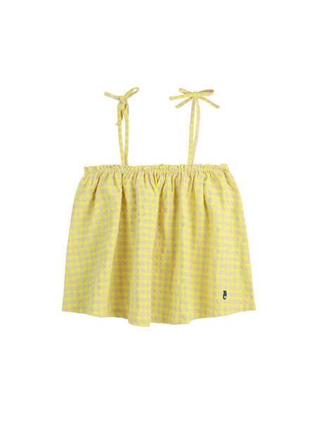 Top vichy giallo e beige per neonata e bambina