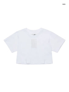 T-shirt cropped bianca per bambina
