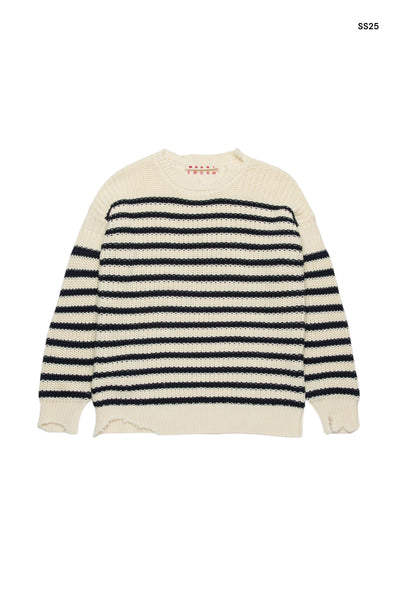 Maglia panna a righe blu per bambini