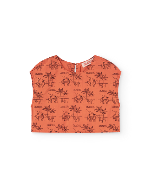 Top arancio con stampa per bambina