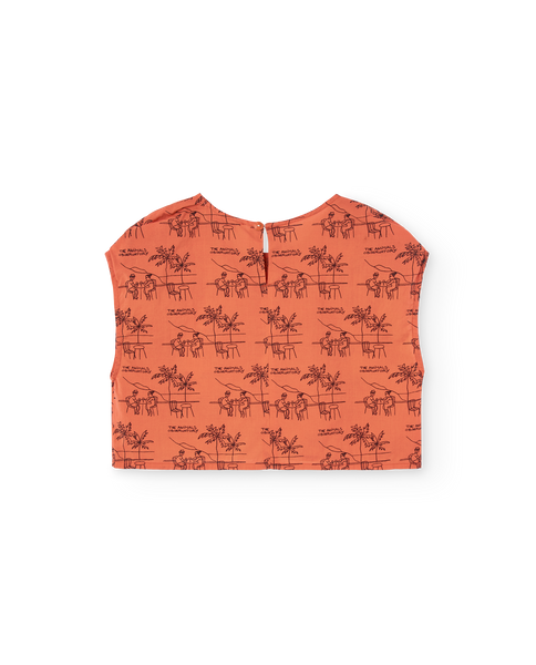 Top arancio con stampa per bambina