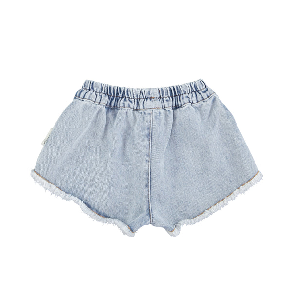 Short in denim chiaro per bambina