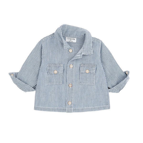 Camica color denim a righe bianche per neonato 1+ more in the family ARTA DENIM 