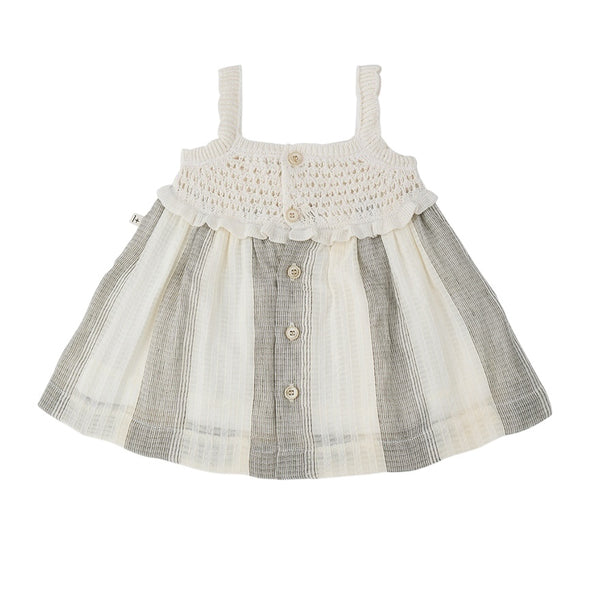 Abito bianco e grigio con motivo a righe per neonata 1+ more in the family FONTCLARA GREY 