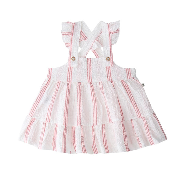 Abito bianco a righe rosa per neonata 1+ more in the family JONCOLS STRAWBERRY 
