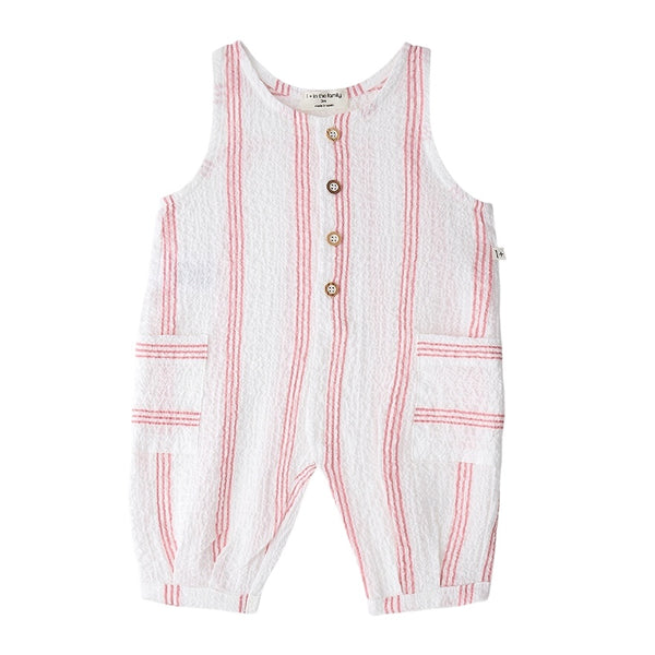 Tuta bianca a righe rosa per neonata 1+ more in the family MONTJOI STRAWBERRY 