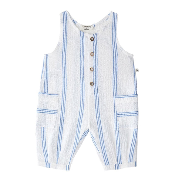 Tutina bianca a righe blu per neonato 1+ more in the family MONTJOI ULTRAMARINE 