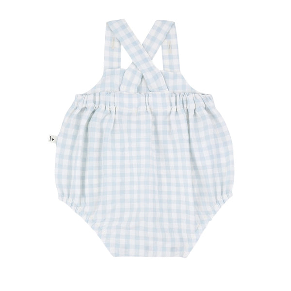 Salopette check bianco e azzurro per neonato 1+ more in the family PATRAS MISTY-BLUE 