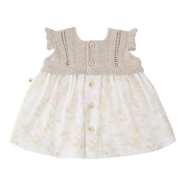 Abito beige e panna con ricami per neonata 1+ more in the family SAONA ECRU 