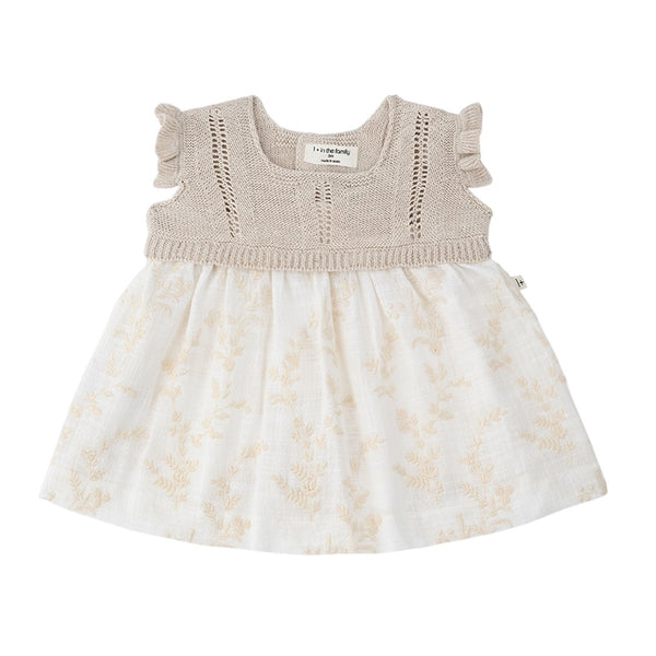 Abito beige e panna con ricami per neonata 1+ more in the family SAONA ECRU 