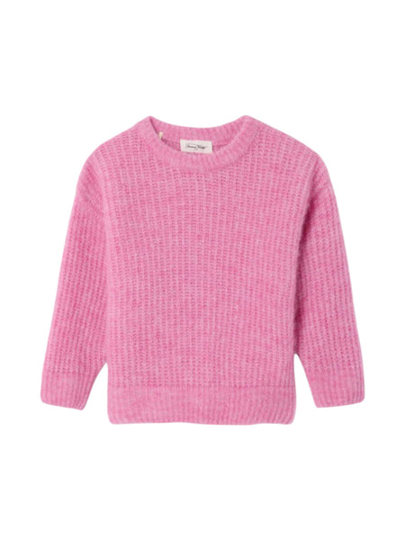 Maglione rosa per neonata e bambina American Vintage KEAST18A ROSE BUBBLE CHINE 