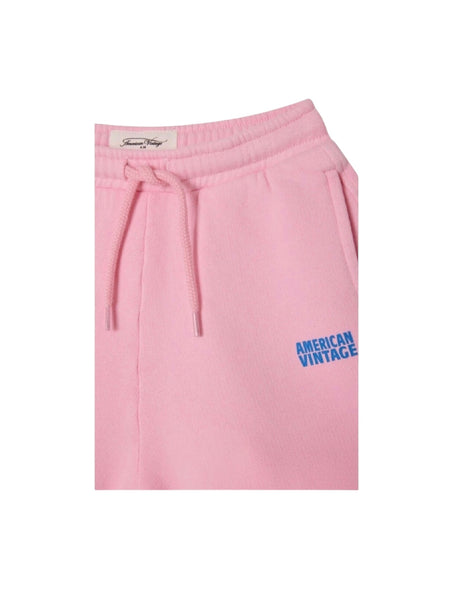 Shorts in felpa rosa con logo per neonata e bambina American Vintage KIZU09A BARBE 