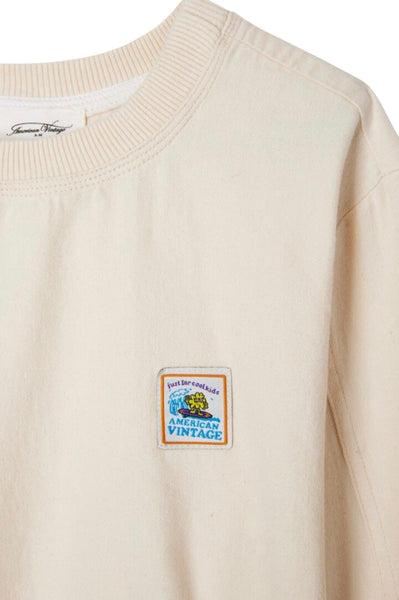 Felpa sabbia con logo per bambini American Vintage KTIR07A ECRU 
