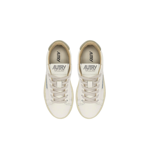Sneakers in pelle panna e verde per bambini Autry KDLK FF07 