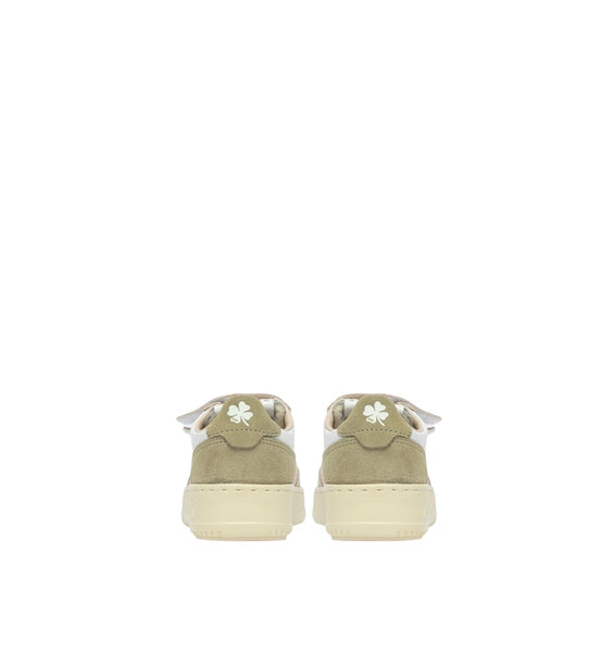 Sneakers in pelle bianca e suede verde e beige per bambini Autry KILK 3U05 