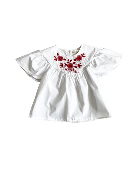 Camicia bianca con ricami rossi per bambina Babe & Tess 03.618075 113 