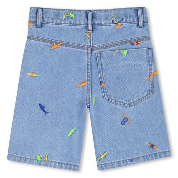 Shorts in denim con ricami multicolor all over per neonato e bambino BILLIEBLUSH U21721 Z18 