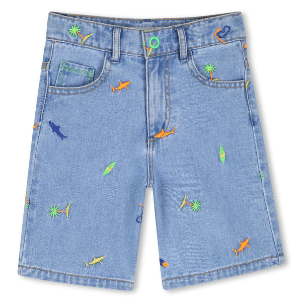 Shorts in denim con ricami multicolor all over per neonato e bambino BILLIEBLUSH U21721 Z18 