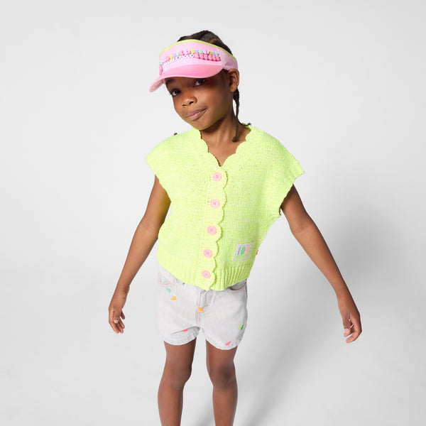 Gilet in maglia giallo fluo per neonata e bambina BILLIEBLUSH U21908 599 