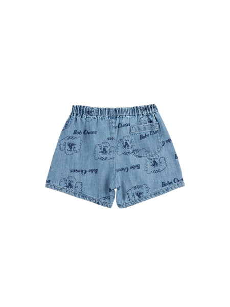 Shorts in denim blu con stampa all over per neonati Bobo Choses B126AB057 UNI 