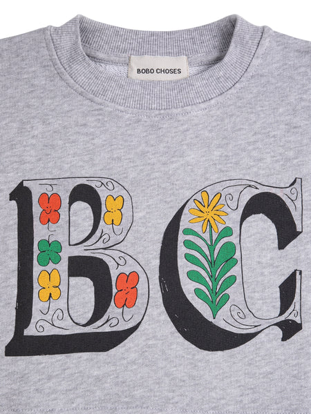 Felpa grigia cropped con stampa per neonata e bambina Bobo Choses B126AC045 UNI 
