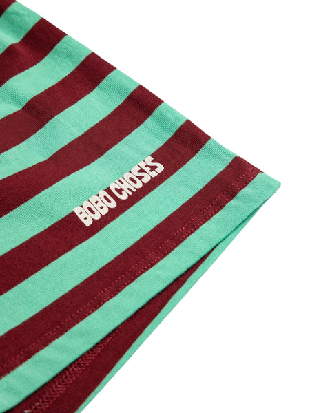 Shorts a righe verdi e bordeaux per neonati e bambini Bobo Choses B126AC058 UNI 