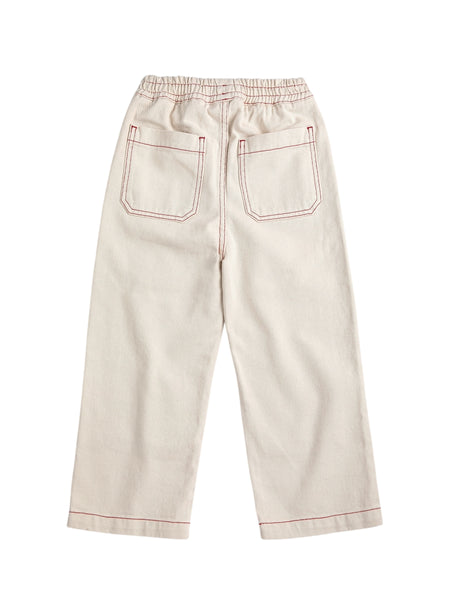 Jeans in denim panna con cuciture a contrasto per neonato e bambino Bobo Choses B126AC094 UNI 