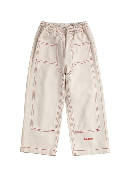 Jeans in denim panna con cuciture a contrasto per neonato e bambino Bobo Choses B126AC094 UNI 
