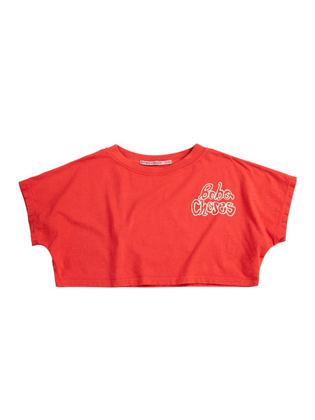 T-shirt rossa cropped con logo per neonata e bambina Bobo Choses B126AC139 UNI 