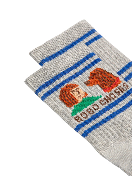 Calzino grigio con stampa per neonati e bambini Bobo Choses B126AI009 UNI 