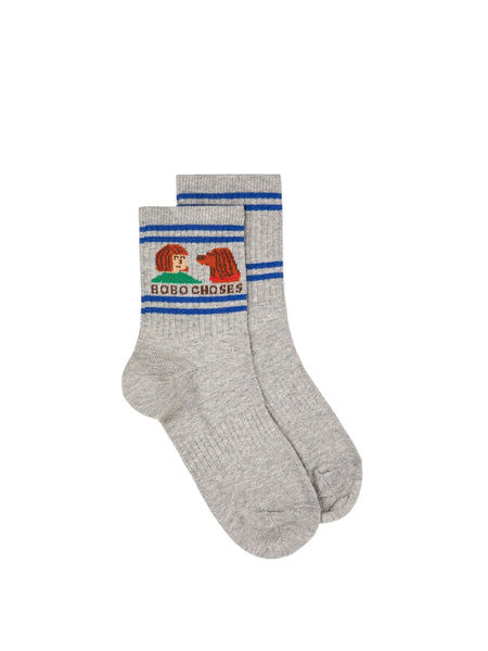 Calzino grigio con stampa per neonati e bambini Bobo Choses B126AI009 UNI 